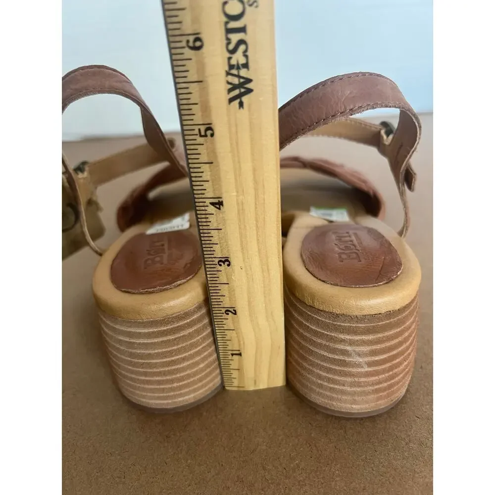 NWT BORN Shonie Brown Soft Leather Block Heel Buckle Ankle Comfort Sandals Sz 10 - Picture 14 of 14